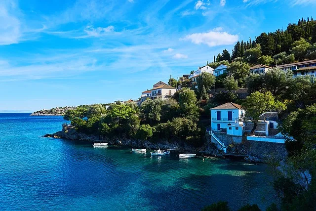 The harbor of Kioni in Ithaca.