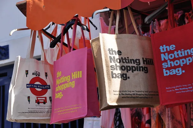 Portobello Market Notting Hill shopping bags