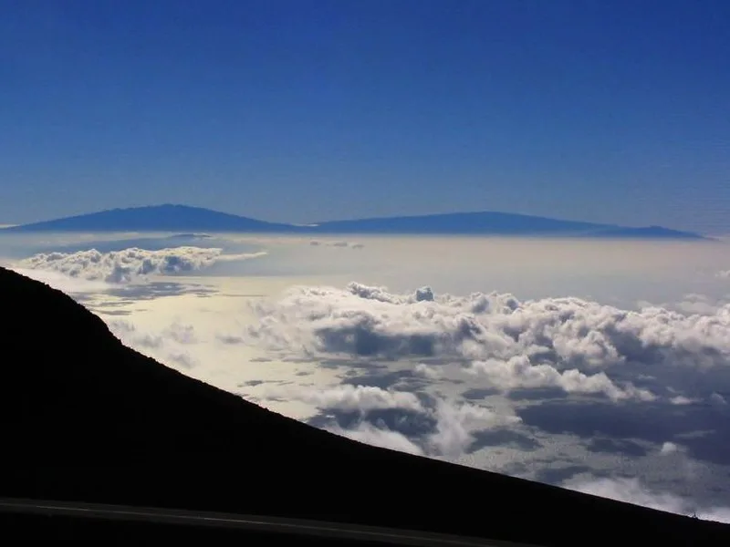 The Big Island from Maui, as seen from Haleakala Visitor Center, Haleakala National Park, Maui, Hawaii