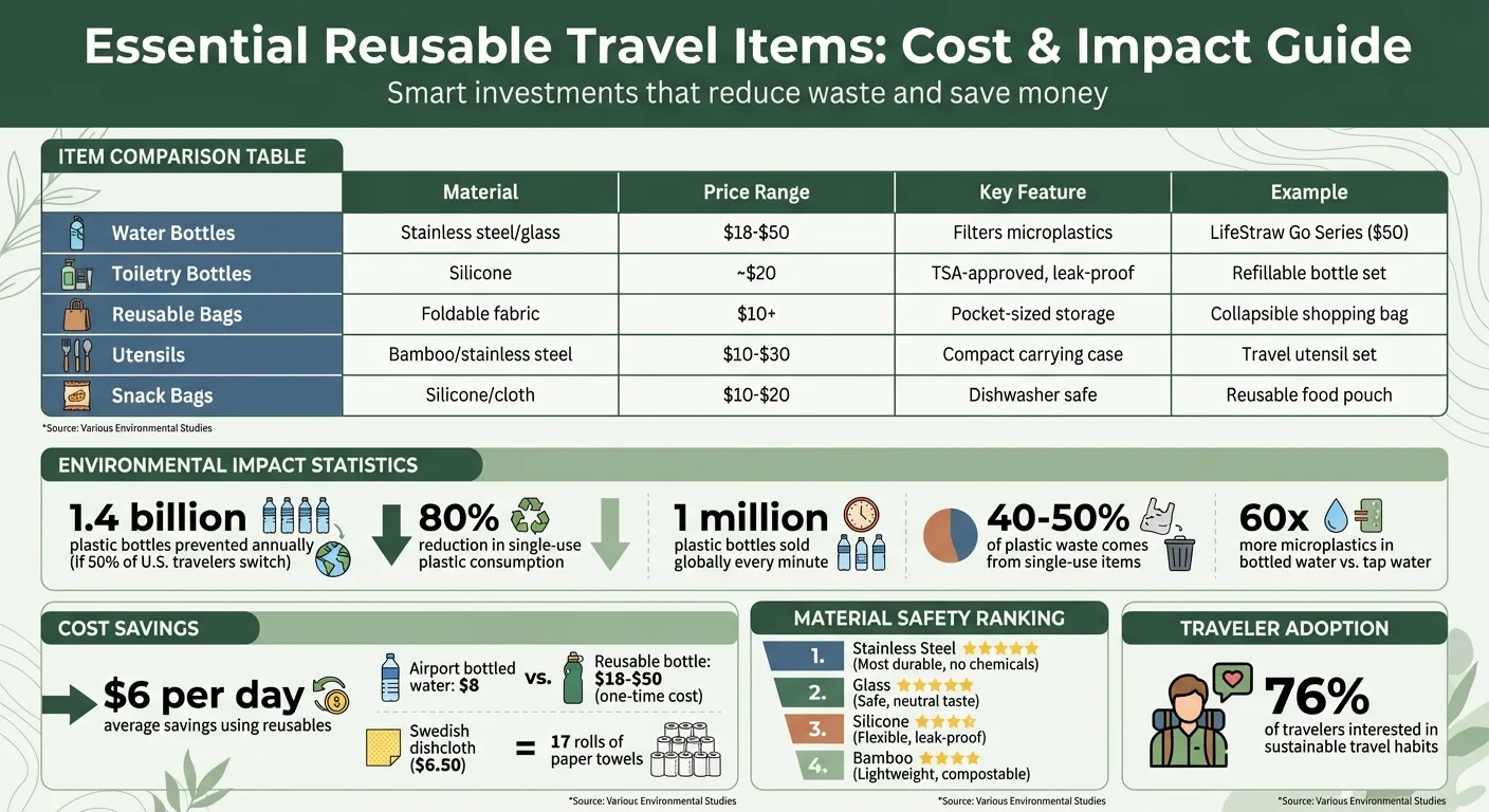 Reusable Travel Items: Cost Comparison and Environmental Impact Guide