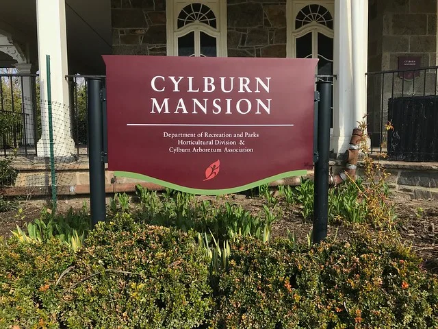 Sign, Cylburn Mansion (1868; George A. Frederick, architect), Cylburn Arboretum, 4915 Greenspring Avenue, Baltimore, MD 21209