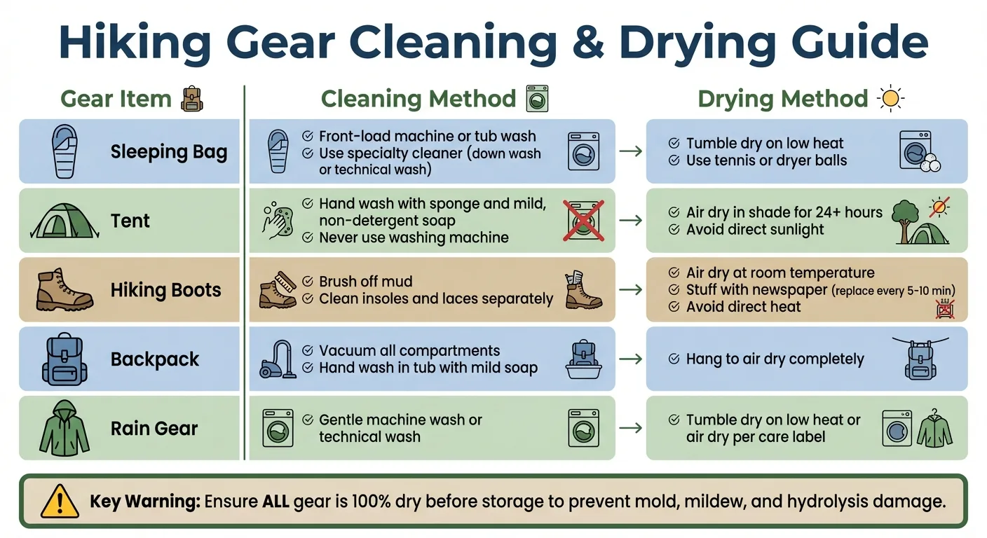 Hiking Gear Cleaning and Drying Methods Guide